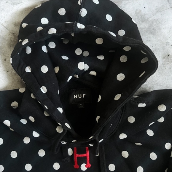 SOLD- HUF Polka Dot Black Hoodie - Picture 3 of 3